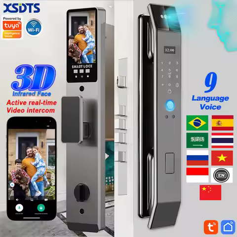XSDTS Wifi Tuya APP Face Recognition Smart Door Lock With Camera Video Call Voice Intercom Digital D