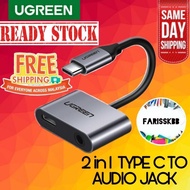UGREEN ADAPTER 2 IN 1 TYPE C TO AUDIO JACK AND TYPE C 3.5MM HEADPHONE JACK TYPE C EARPHONE JACK TYPE
