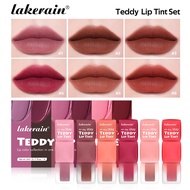 Lakerain 6pcs/set Teddy Lip Tint set Waterproof Matte Lipstick Kit Lip Tit 12HR Long Lasting,Lightwe