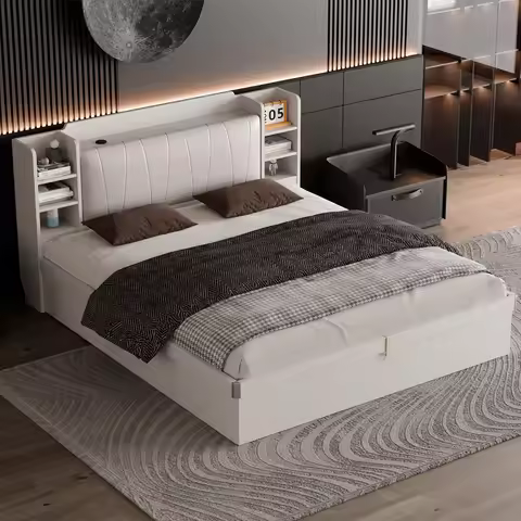 Storage Bed,Hydraulic Lift Up Bedroom Furniture, Queen King Size Frame Bed