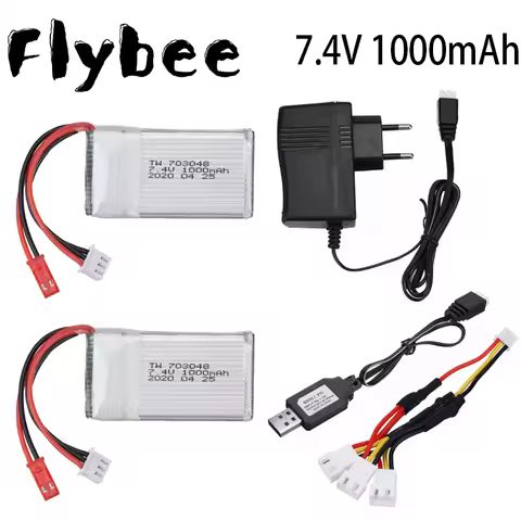 7.4v 1000mah 703048 Lipo Battery With charger For MJXRC X600 U829A U829X F46 X601H JXD391 FT007 RC t