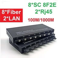 Media Converter 8F2E 8 Port Fiber Optic 2 RJ45 LAN Ethernet Gigabit 2 LAN Rj45 Gigabit 8 Port Optik 