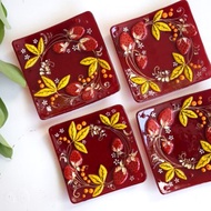 Khokhloma 俄羅斯熔融玻璃板 — 俄羅斯紀念品，來自俄羅斯的禮物