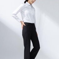 [HZA] Professional Business Women's Long Sleeve Crisp White Shirt Minimalist Classic Comfortable Ele