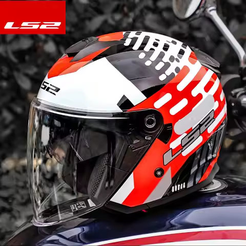 Original Ls2 OF626 Motorcycle Helmets Open Face Double Visor JET Men Women Scooter E-bike Helmets Ca