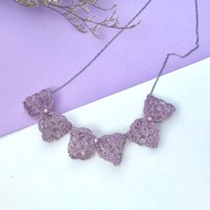手織蕾絲立體蝴蝶結項鍊(粉紅色) 禮物 Swarovski 金色 客製化