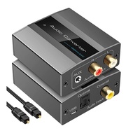 Optical to RCA Converter Audio Converter Digital to Analog Audio Coaxial to RCA Adapter 3.5mm AUX with Optical Cable