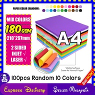 UNICRAFT 100pcs A4 Color Paper 180gsm Mix 10 Colors Double Sided Printable Art Paper Crafting Kertas