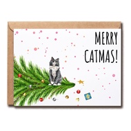 [Coisíní] Merry Catmas Card - Naughty Cat Christmas Card - Christmas Tree - Crazy Cat Lady - Holiday