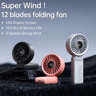 JISULIFE Portable Folding Mini Fan 5000mAh 5 Gears Adjustable Small Handheld Fan Strong Wind Silent 