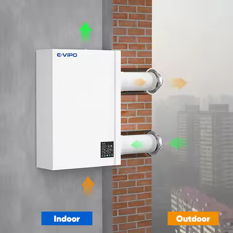 E-VIPO Air Filter Wall-mounted Indoor Fresh Air Ventilation System ERV Enthalpy Heat Exchange