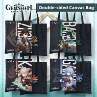 Genshin Impact Merch Ganyu Xiao Hutao Venti Canvas Bag Shopping Bag Kazuha Ayaka Klee Shoulder Bags Anime Collectibles