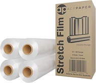 ACYPAPER, 18" Stretch Film/Wrap 1500 feet 80 Gauge Industrial Strength, up to 800% Stretch 20 Microns Clear Cling Durable Adhering Packing Moving Packaging Heavy Duty Shrink Film (4 Rolls/Box)