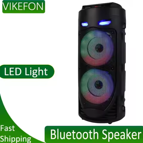 Portable Karaoke Bluetooth 5.0 Speaker Colorful LED Light Soundbar Column Wireless Subwoofer HiFi Bo
