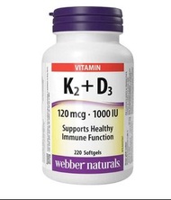 加拿大 WEBBER NATURALS VITAMIN K2+D3 維他命K2+D3 220粒  Exp Mar 2026