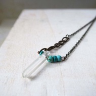 白水晶 綠松石 水晶原石柱 掛飾 項鍊 情人節 禮物 中性 男女