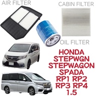 FILTER SET HONDA STEPWGN STEPWAGON SPADA RP1 RP2 RP3 RP4 1.5 ENGINE OIL FILTER AIR COND CABIN PENAPI