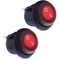 2 unit Suis Rocker Berlampu Bulat Tahan Air DC 12-24V 6A SPST dengan Fungsi ON-Off, Aktuator LED Mer