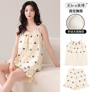 Sling Pajamas Pure Cotton Cup Pajamas with Chest Pads Chest Pad Pajamas Home Pajamas Cute Pajamas Tw