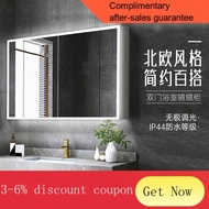 ！Bathroom Mirror Cabinet Modern Minimalist Bathroom Mirror Double Door Mirror CabinetLEDIntelligent Induction Bathroom M