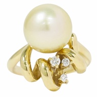 正品 Tasaki Tasaki 黃金珍珠鑽石戒指黃金黃金配件首飾二手
