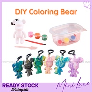 DIY Coloring Bear Fluid Bearbrick Keychain Mini Mainan Bear Brick Key Chain Handmade Diy Colored Pai