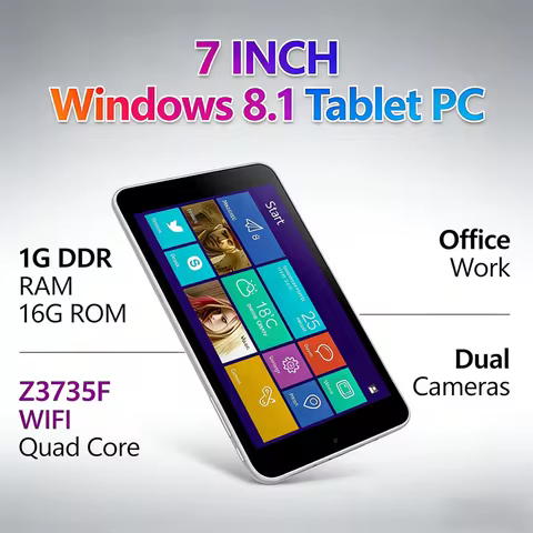 7 INCH Windows 8.1 Tablet PC System 1GDDR RAM 16GROM Z3735F WIFI Quad Core Office Work WIFI Dual Cam