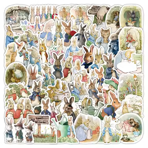 10/60PCS Peter Rabbit Stickers Funny Cartoon Animal Sticker Animation DIY Decoration Fridge Luggage 