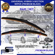 Premium Hybrid 3 Section Wiper Honda HRV HR-V 2015-ON 16x26 / Civic (EJ/EK) 1995-2001 , Civic (EG/EH