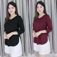 PIXIU STORE/JUMBO OVAL T-SHIRTS 7/8 JUMBO WOMEN'S T-SHIRTS JUMBO LONG OVAL T-SHIRTS/ LONG V-NECK T-S