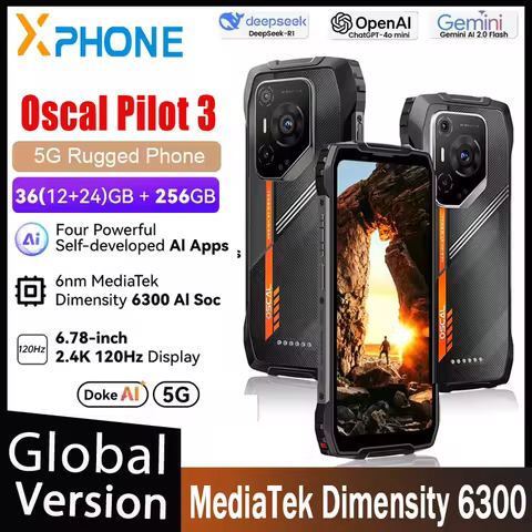 Blackview OSCAL PILOT 3 12GB 256GB 7500Amh 50MP Camera Android 15 Cellphone 5G AI Rugged Smartphone 