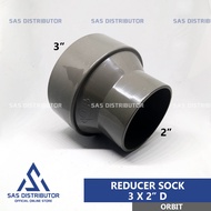 Vlok Sok 3 x 2" inch PVC Orbit / Increaser 3 x 2 in D / Reducer Sock 3 x 2 Over Sock Lowering 3 x 2