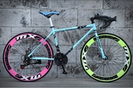 ประกอบฟรี  จักรยานเสือภูเขา มีเกียร์ 24 Speed จักรยานฟิกเกียร์ เสือหมอบ ขนาดเฟรม 49 cm ล้อ 26 นิ้ว ขอบ 60 มิล เฟรมเหล็ก ขนาดยาง 700x23c
