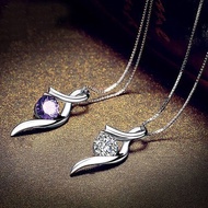 Counter Gold-Plated PT950 Platinum Necklace 18K White Gold Necklace Gift for Girlfriend Diamond Pend