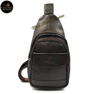 DEBE Cowhide Leather Chest Bag Men Beg Dada Kulit Lelaki Crossbody Bag Man Sling Bag Shoulder Bag