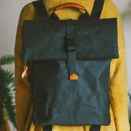 黑色背包, 折疊式頂部背包, 黑色可水洗紙, 可水洗紙