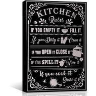 Kitchen Rules Wall Art Kitchen Quote canvas Picture Artwork Home Decorative Farmhouse Signs Framed For Home Family Sign Wall Decor