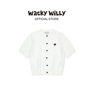 WACKY Willy Women Round Neck Short Sleeve Cardigan White (80032SRNKTW_H5WHXX)