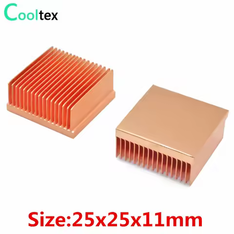 2pcs Pure Copper Heatsink 25x25x11mm mini Heat Sink Radiator for Raspberry pi Chip MOS IC 3D printer