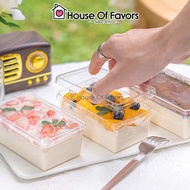 50pc 260ml Transparent Rectangle Tiramisu Dessert Fruit Cake Cheesekut Plastic Container Bekas Plast