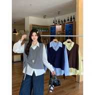 72044l _ Autumn Clothes Fat mm Plus Size Women Casual Age-Reducing Knitted Vest Shirt Two-Piece Suit