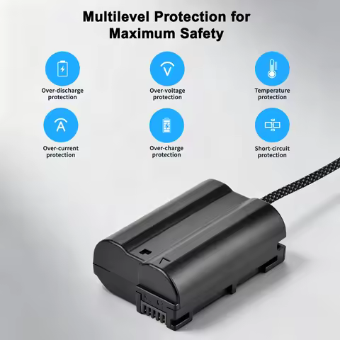 EP-5B/EN-EL15 Dummy Battery with Type-C Spring Power Adapter Cable 9V PD Charger for Nikon Z5 Z6 Z7 
