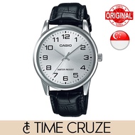 [Time Cruze] Casio Quartz Analog Black Leather Strap Silver Dial Men Watch MTPV001L-7B MTP-V001L-7BU