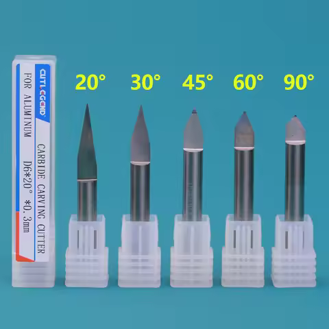 V Shape Tip Carbide Carving Cutter 20/30/45/60/90 Degrees 3.175mm 4mm 6mm Shank PCB 3D Milling Cutte