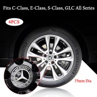 4pcs 75MM Mercedes-Benz Wheel Center Rim Caps Car Tire Hub Cap Replacement Fits C-Class, E-Class, S-Class, GLC All Series