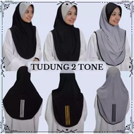 TUDUNG SUKAN PIPING 2 TONE KAIN MOSCREPE