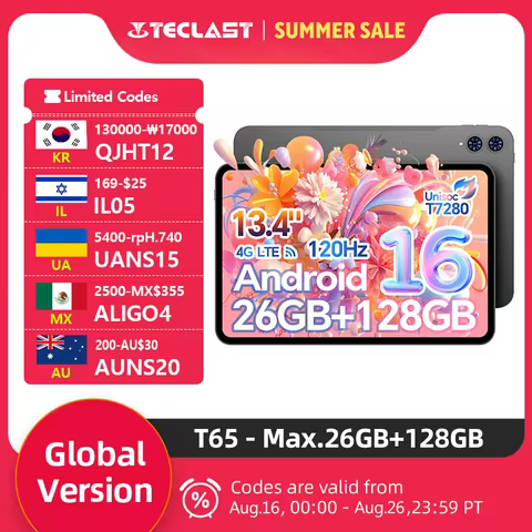 Teclast T65 13.4-inch TDDI 120Hz Android 16 Tablets PC Max.26GB RAM 128GB ROM Unisoc T7280 Octa-Core