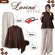 Lavina Set | Outfit MODERNWanita | Blouse + Pants + Hijab + Belt | Latest Suit - MN010