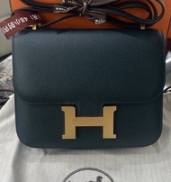 Hermes Constance 19 松柏綠金扣Epsom