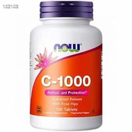 美國now foods諾奧玫瑰果維生素C緩釋片1000mg100粒VC